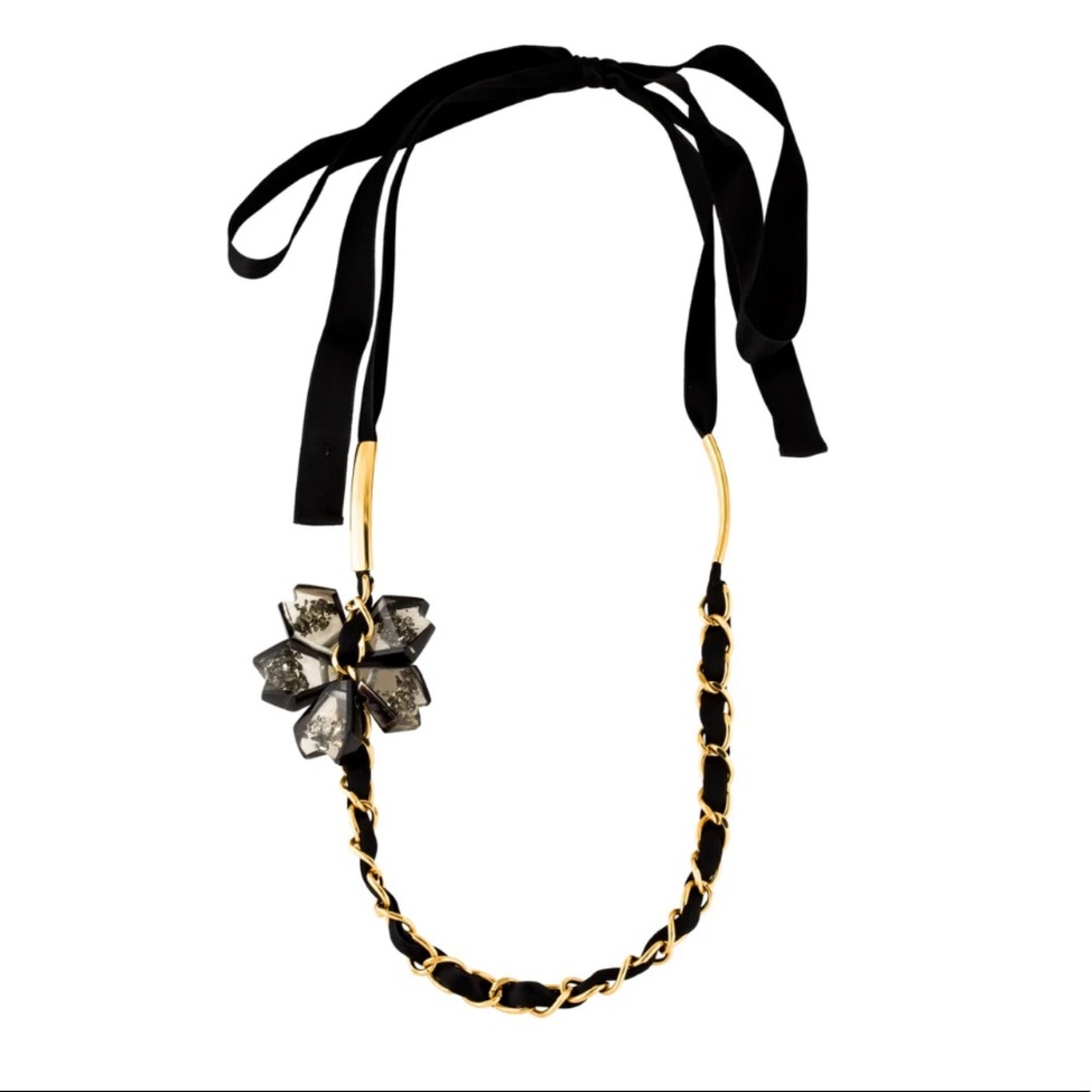 MARNI Pyrite, Horn, Resin & Ribbon Necklace
